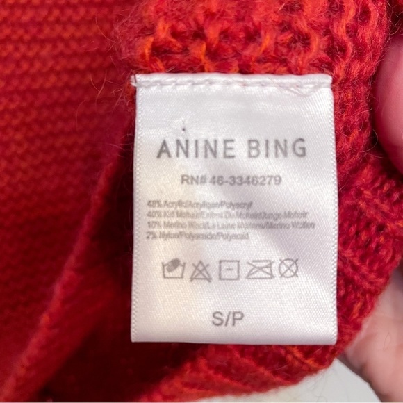 Anine Bing Nicolette Puff Sleeve Pullover Kid Mohair Wool Knit Sweater S - Picture 9 of 9